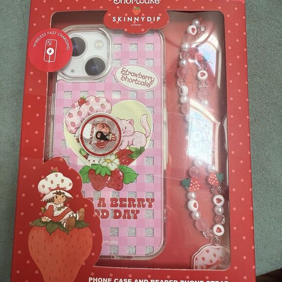 Strawberry Shortcake Phone Case & Beaded strap iPhone 13/14 /15  Berry Good Day - Picture 1 of 4
